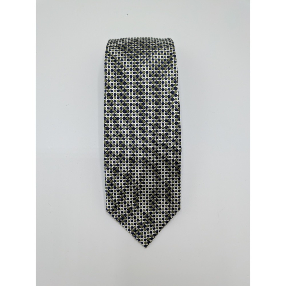 Jos A Bank Signature Jacquard‎ Tie Micro Dots Blue Green White 60" Silk